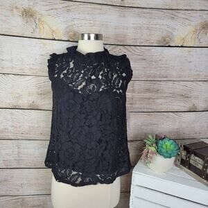 Nanette Lepore Women's Floral Lace Sleeveless Blouse Black XS‎ NWT